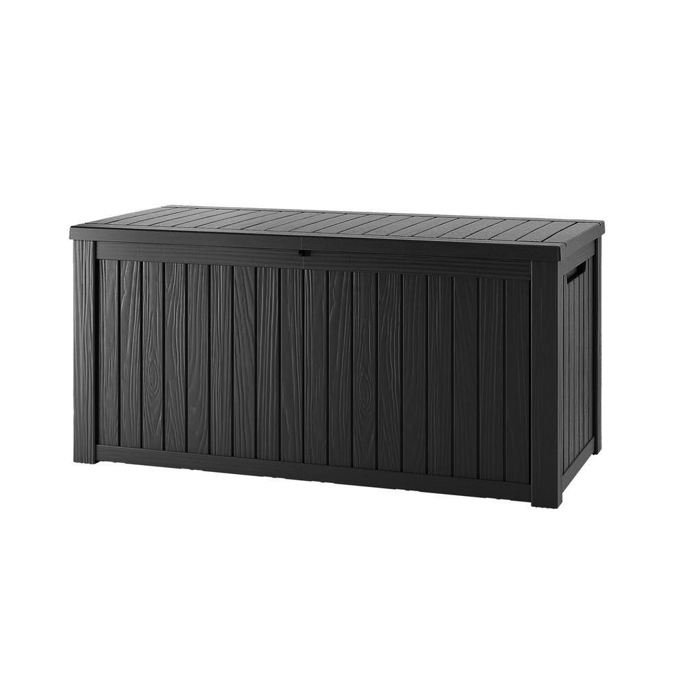 150 Gal. Black Outdoor Resin Waterproof Deck Box with Lockable Lid