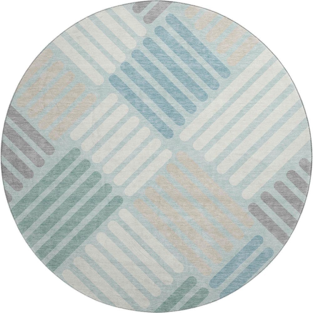 Mayfield Premium Machine Washable Abstract AMF2339 Seafoam 8 ft. x 8 ft. Round Rug price history on PriceWatchPro