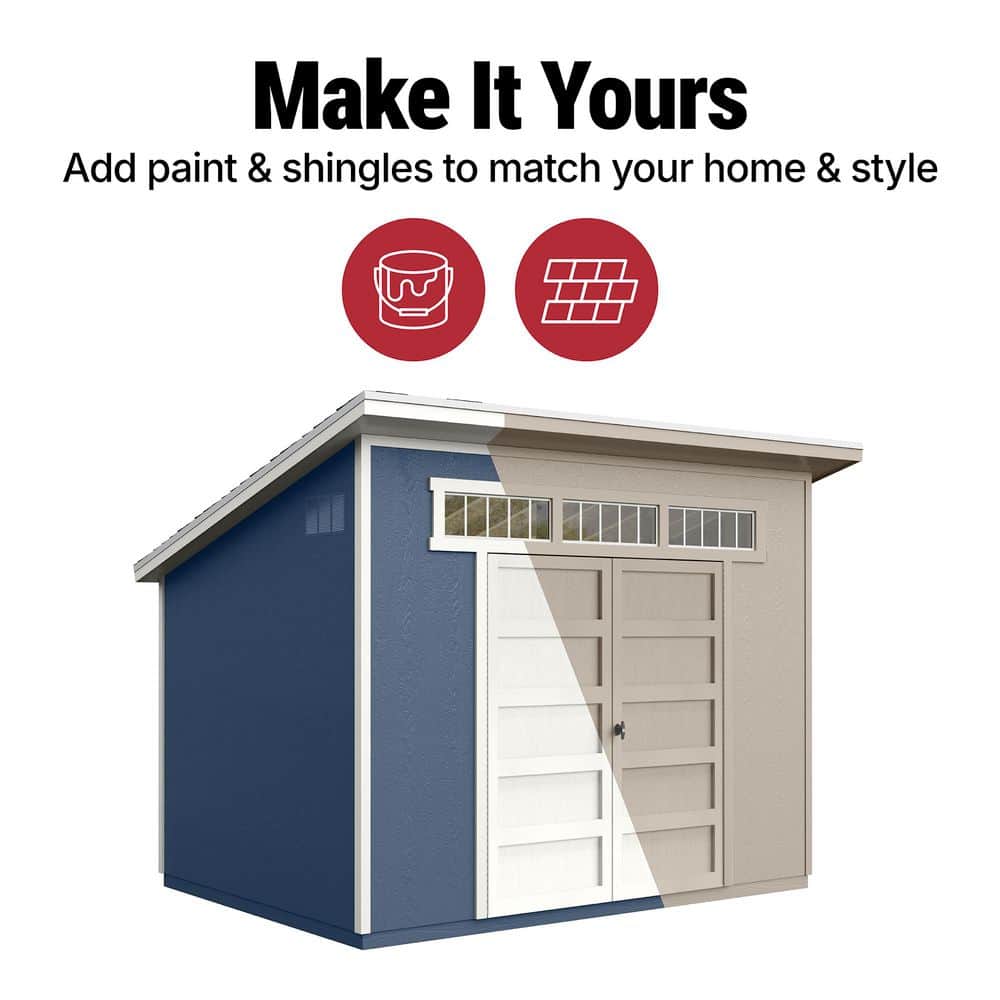 Olympia 10x7.5 Beige Wood Storage Shed with Double Doors