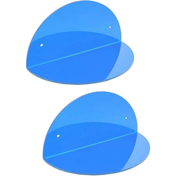 Unbranded 8 in. W x 4 in. D Blue Acrylic Small Floating Shelves Decorative Wall Shelf (2-Pack)