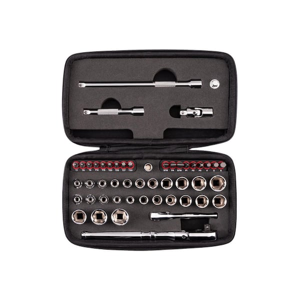 1/4 Inch Drive Small Engine Repair Kit with Flex Head Ratchet and Case (50-Piece)