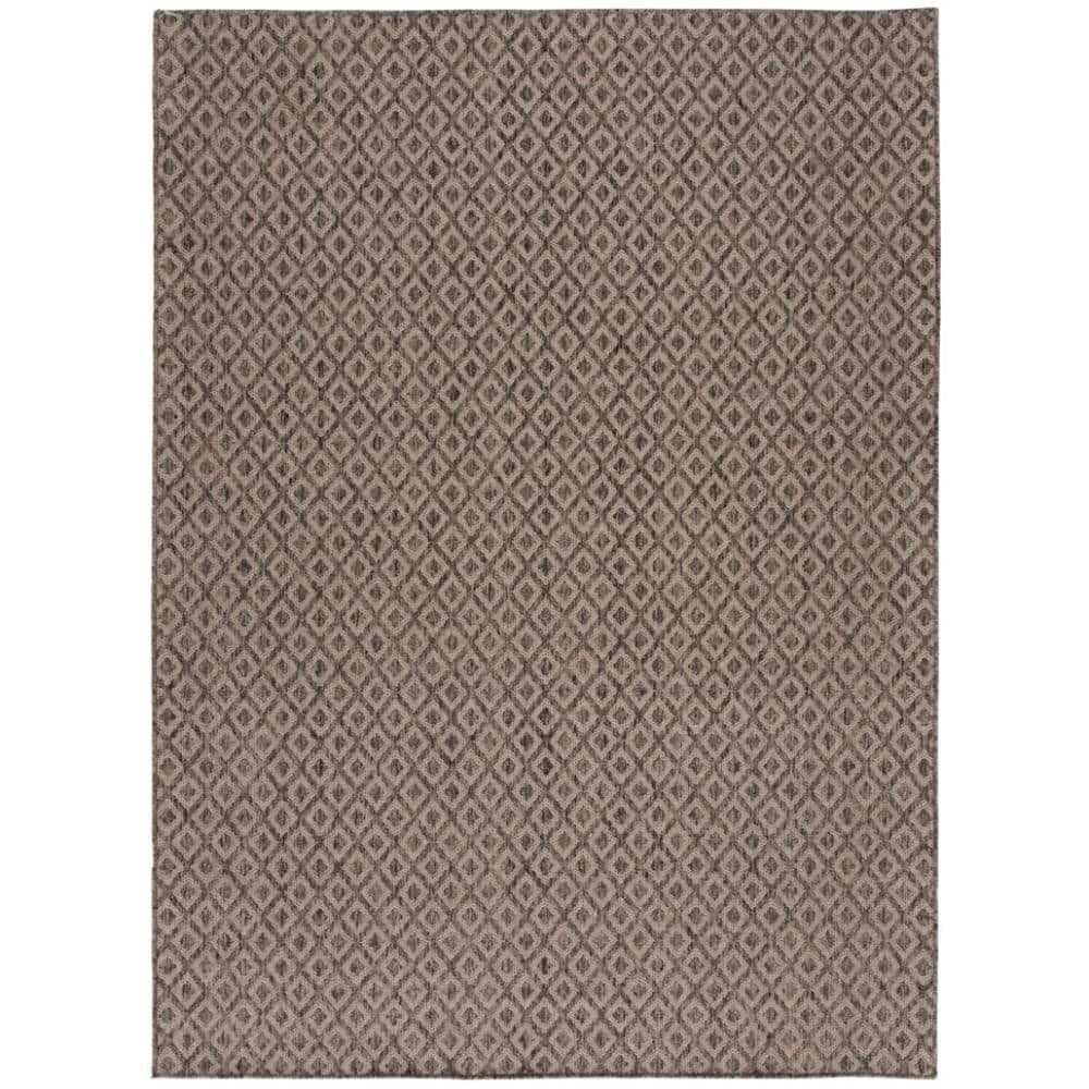 StyleWell Grey 9 ft. x 12 ft. Traditional Polypropylene Indoor/Outdoor ...