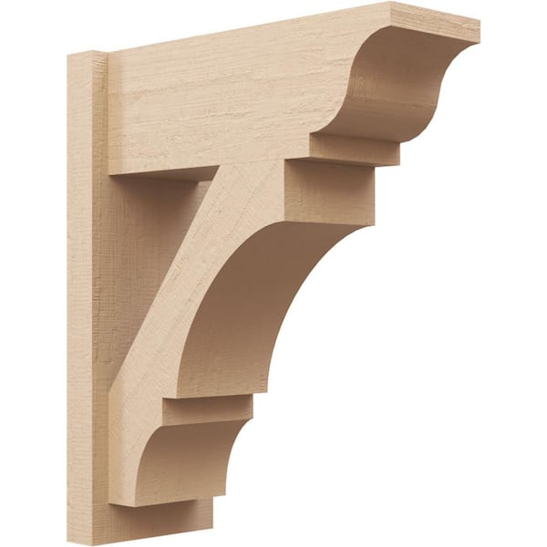 Ekena Millwork 8 in. x 24 in. x 20 in. Balboa Traditional Rough Cedar Woodgrain Timberthane Polyurethane Outlooker, Primed Tan