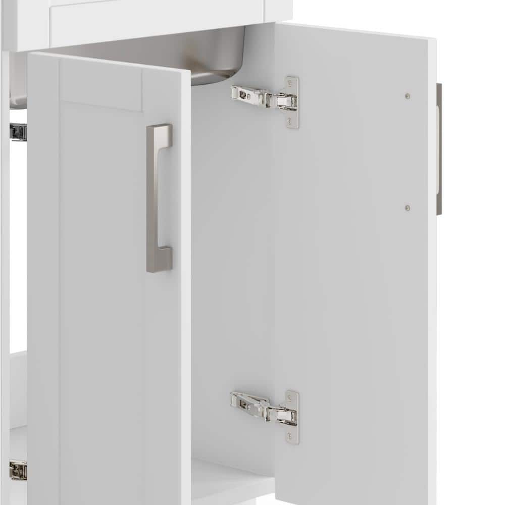 White 20 Inch Laundry Cabinet with Stainless Steel Sink and Faucet