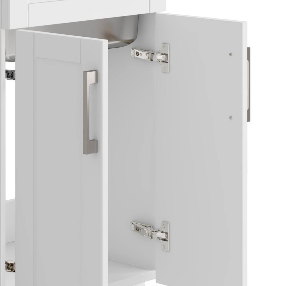 White 20 Inch Laundry Cabinet with Stainless Steel Sink and Faucet