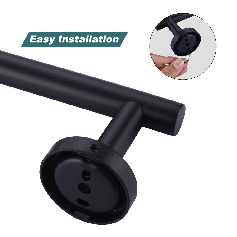 16'' Matte Black Stainless Steel Wall Mounted Towel Bar