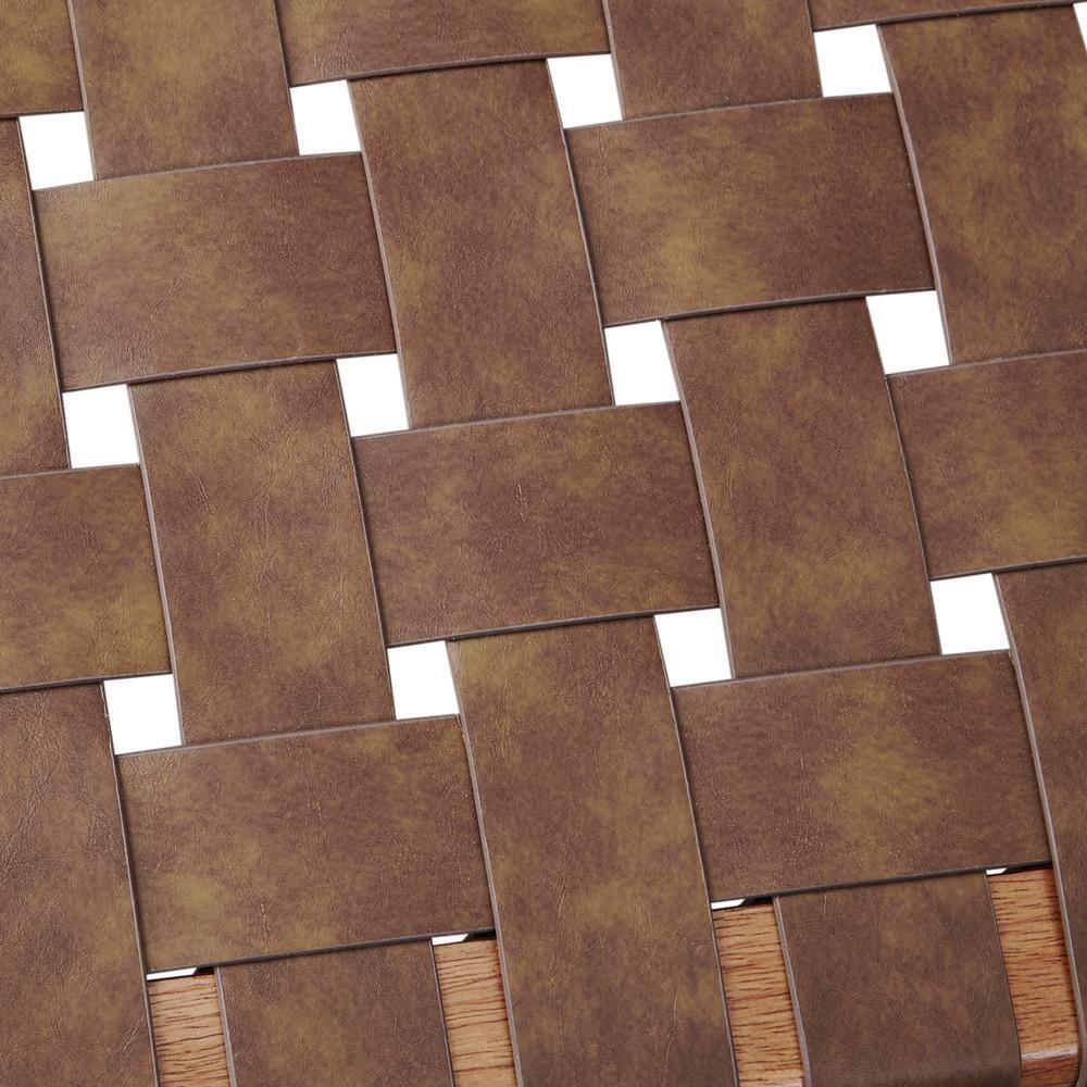 Oslo 24" Brown Faux Leather Woven Counter Stool