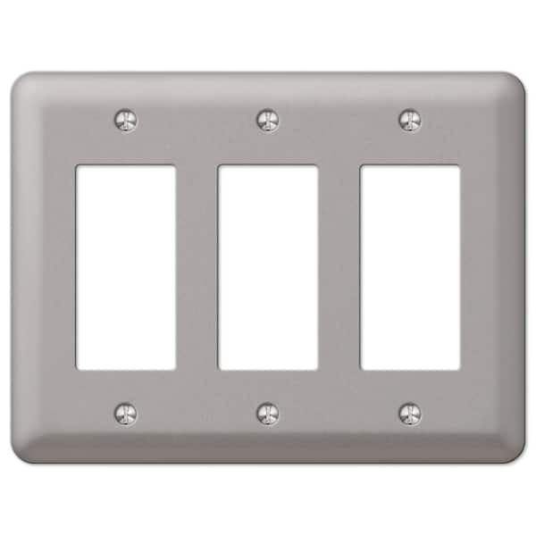 AMERELLE Declan 3-Gang Brushed Nickel Decorator/Rocker Stamped Steel Wall Plate