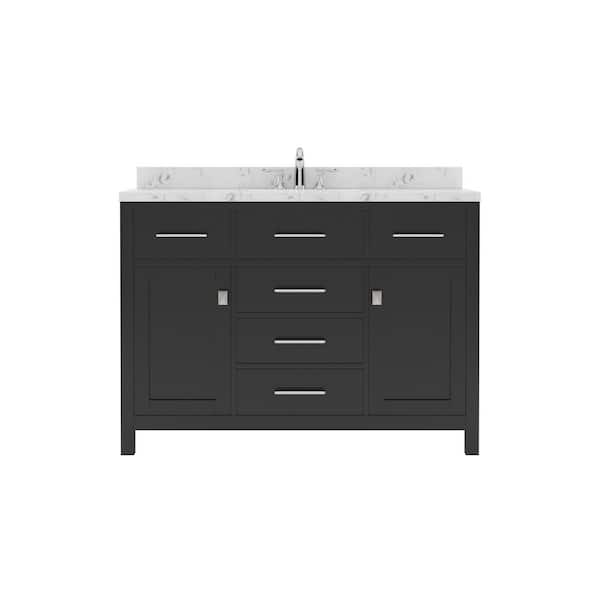 Virtu USA Caroline 48 in. W x 22 in. D x 35 in. H Single Sink Bath Vanity in Espresso with Quartz Top