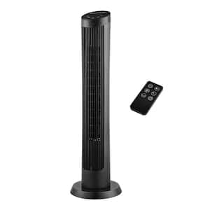 40 in. 4 Speed Digital Oscillating Tower Fan with Remote Control in Black