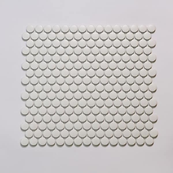 Marin 3/4 in. Penny Round Matte Porcelain Mosaic in Pearl White (9.87 sq. ft. /Case)