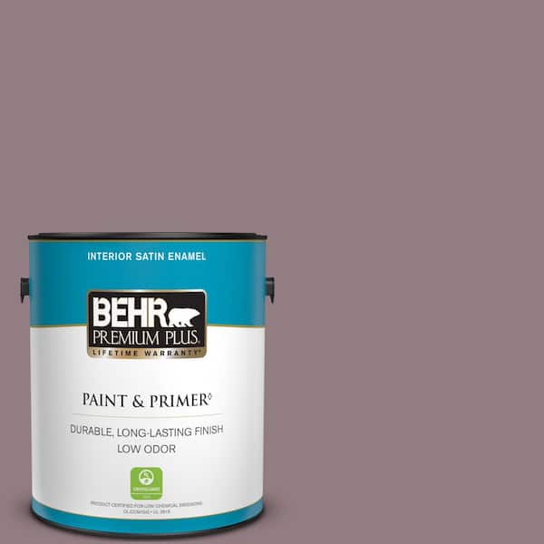 BEHR PREMIUM PLUS 1 gal. #100F-5 Gypsy Magic Satin Enamel Low Odor Interior Paint & Primer