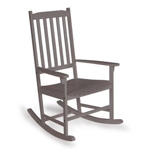 Seagrove Farmhouse Classic Slat-Back 350 lbs. Support Acacia Wood Outdoor Rocking Chair, Gray Wash