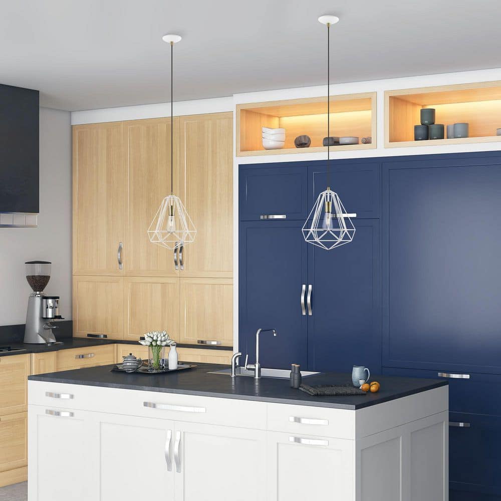 Knox Mini Pendant in Textured White with Antique Brass Accents