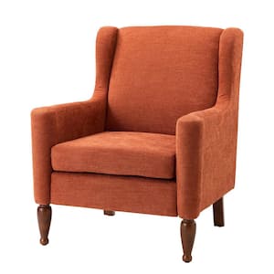 Arwid Orange Armchair with Solid Wood Legs