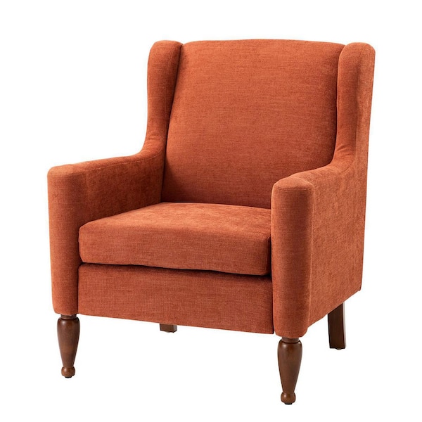 JAYDEN CREATION Arwid Orange Armchair with Solid Wood Legs