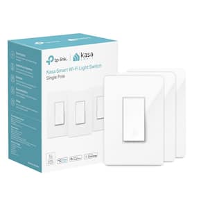 15 Amp Smart Light Switch Button Single Pole 1-Way Light Switch with Alexa and Google Home in White (3-Pack)