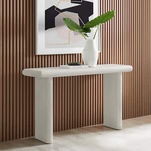 Relic 15 in. in White Rectangle Solid Mango Wood Concrete Textured Console Table