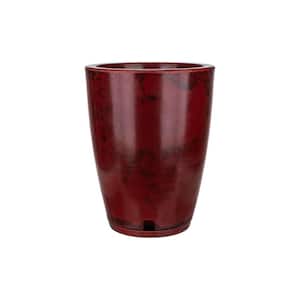 Amsterdan Small Red Marble Effect Plastic Resin Indoor and Outdoor Planter Bowl
