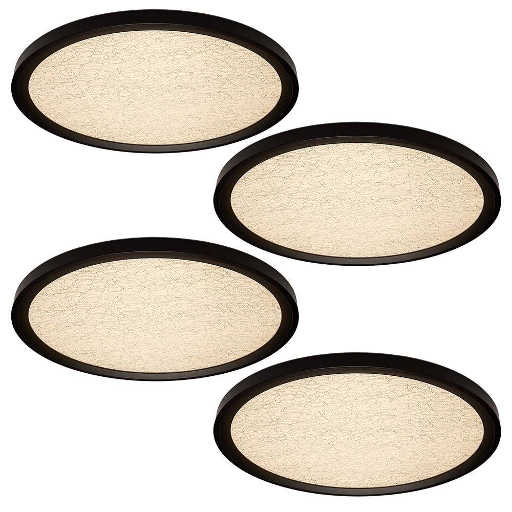 32 in. Oval Modern Oil Rubbed Bronze Crackle Lens LED Kitchen Light Flush M