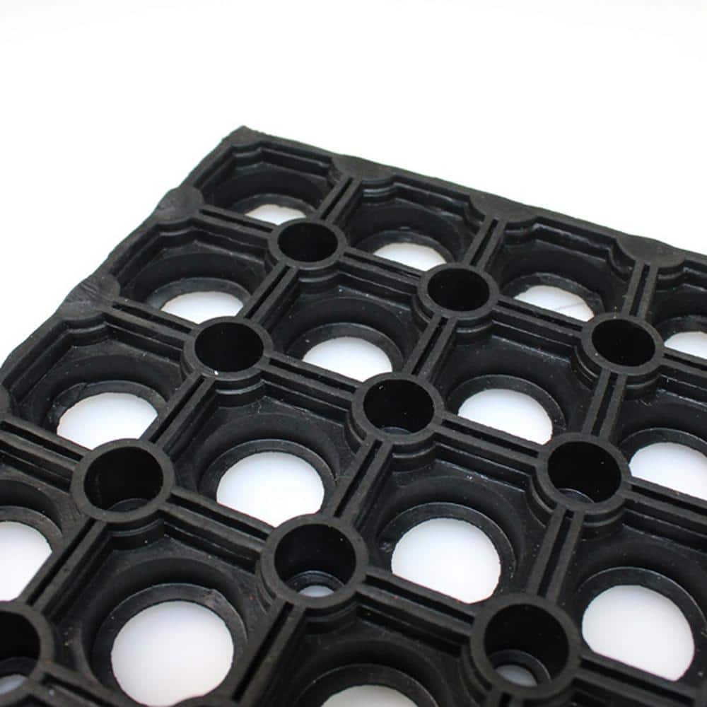 Heavy Duty Black Rubber Outdoor Fall Entrance Mat - 24" x 32"