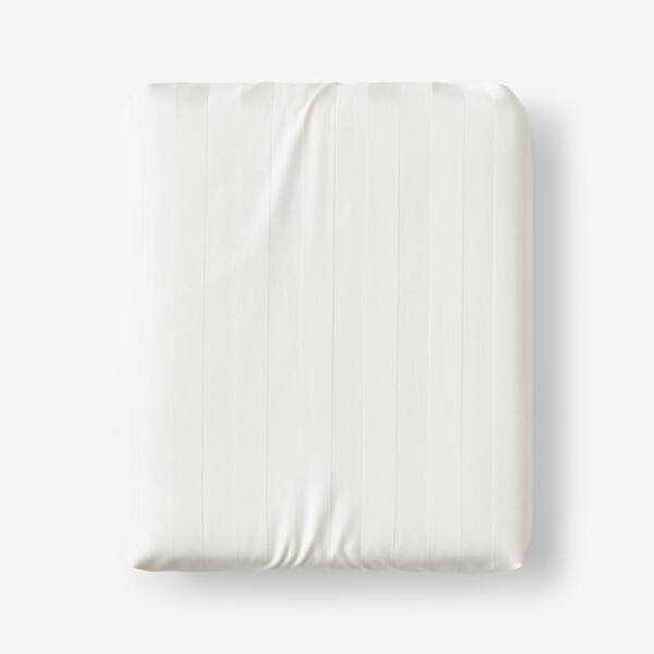 The Company Store Company Cotton Wrinkle Free Sateen Dobby Stripe Cream Sateen Full Fitted Sheet