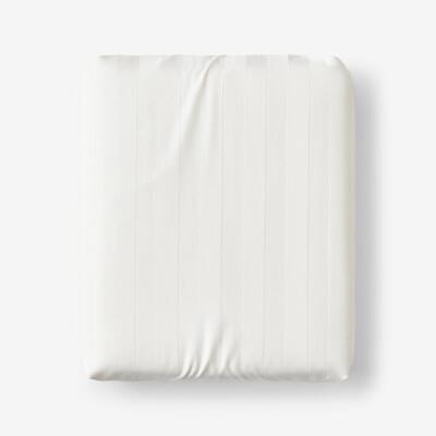 Company Cotton Wrinkle Free Sateen Dobby Stripe Cream Sateen Queen Fitted Sheet