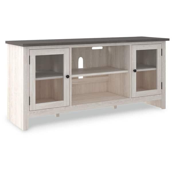 Signature DESIGN BY ASHLEY Dorrinson White/Gray TV Stand Fits TV's up to 69 in. with Shelf