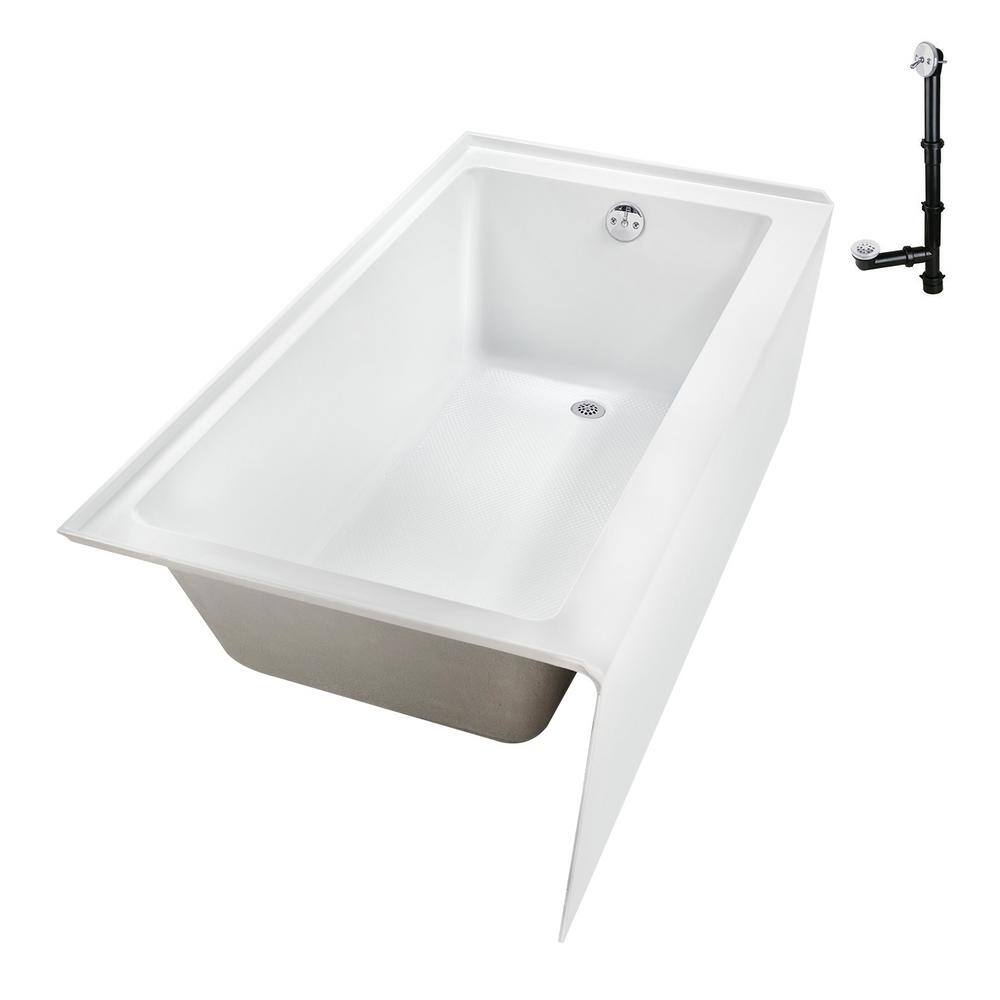 60-Inch Glossy White Acrylic Right-Hand Drain Alcove Bathtub