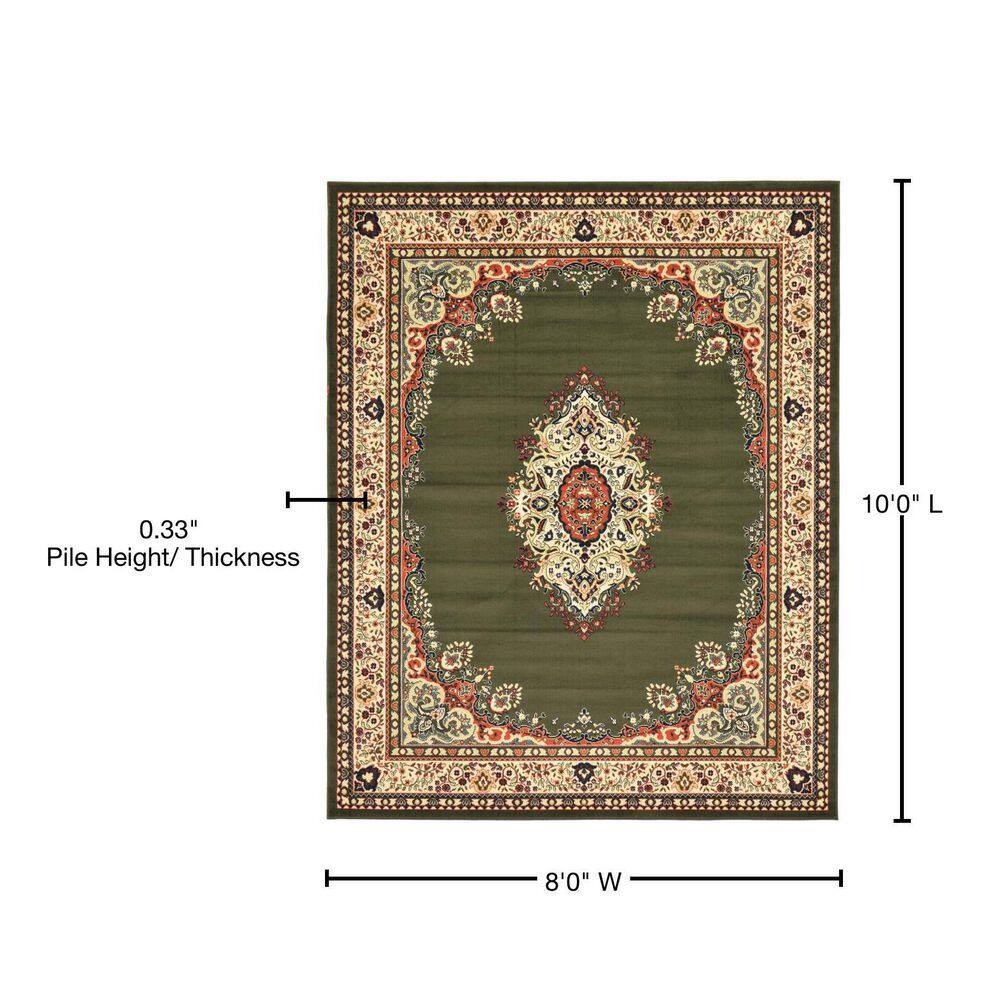 Amaya Green Medallion 8' x 10' Synthetic Easy-Care Area Rug