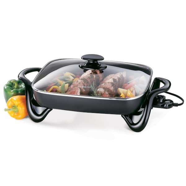 16 in. Black Non-Stick Electric Skillet with Lid