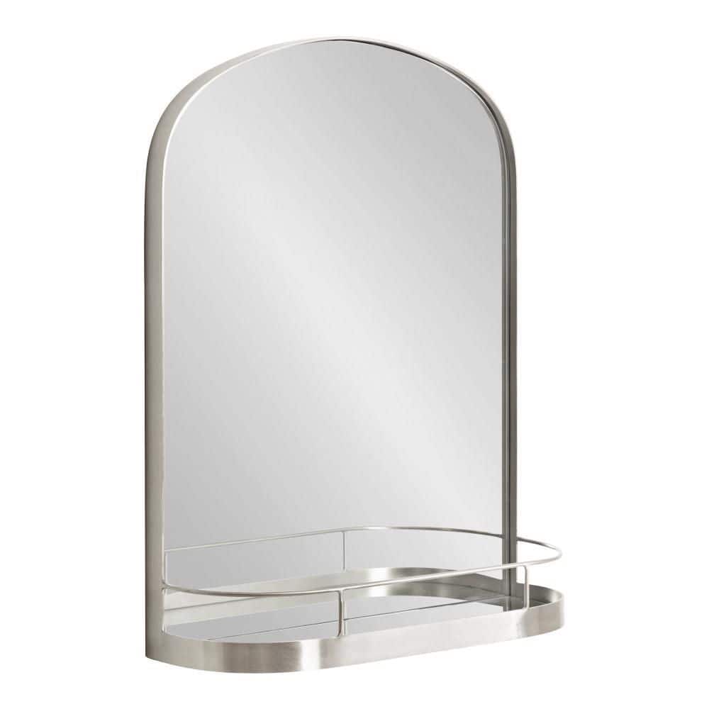 Kate and Laurel Peyson 18.00 in. W x 24.00 in. H Arch Metal Silver Framed  Transitional Functional Mirror 222434 The Home Depot