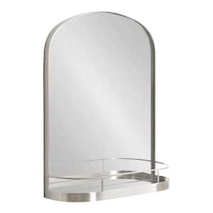 Peyson 18.00 in. W x 24.00 in. H Arch Metal Silver Framed Transitional Functional Mirror