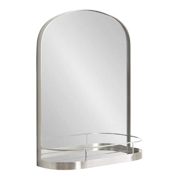 Kate and Laurel Peyson 18.00 in. W x 24.00 in. H Arch Metal Silver Framed Transitional Functional Mirror