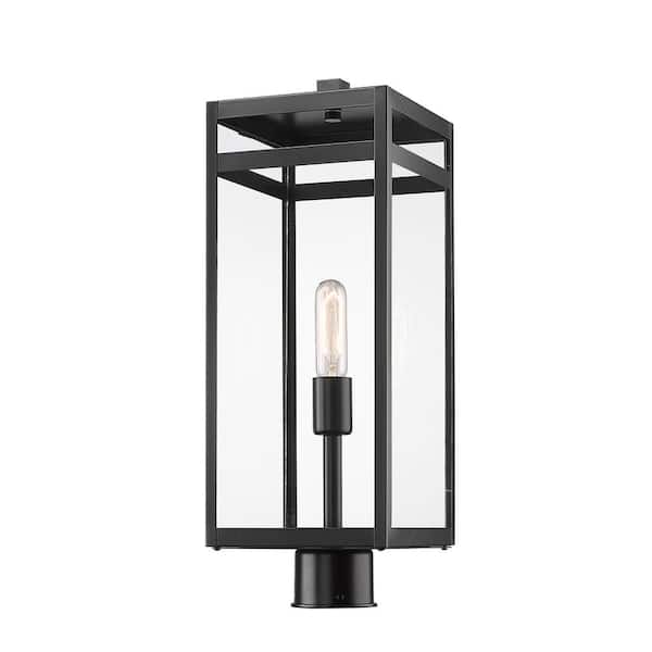 Unbranded Nuri 1-Light Black 21.5 in. Aluminum Hardwired Outdoor Weather Resistant Post Light Round Fitter with No Bulb Included