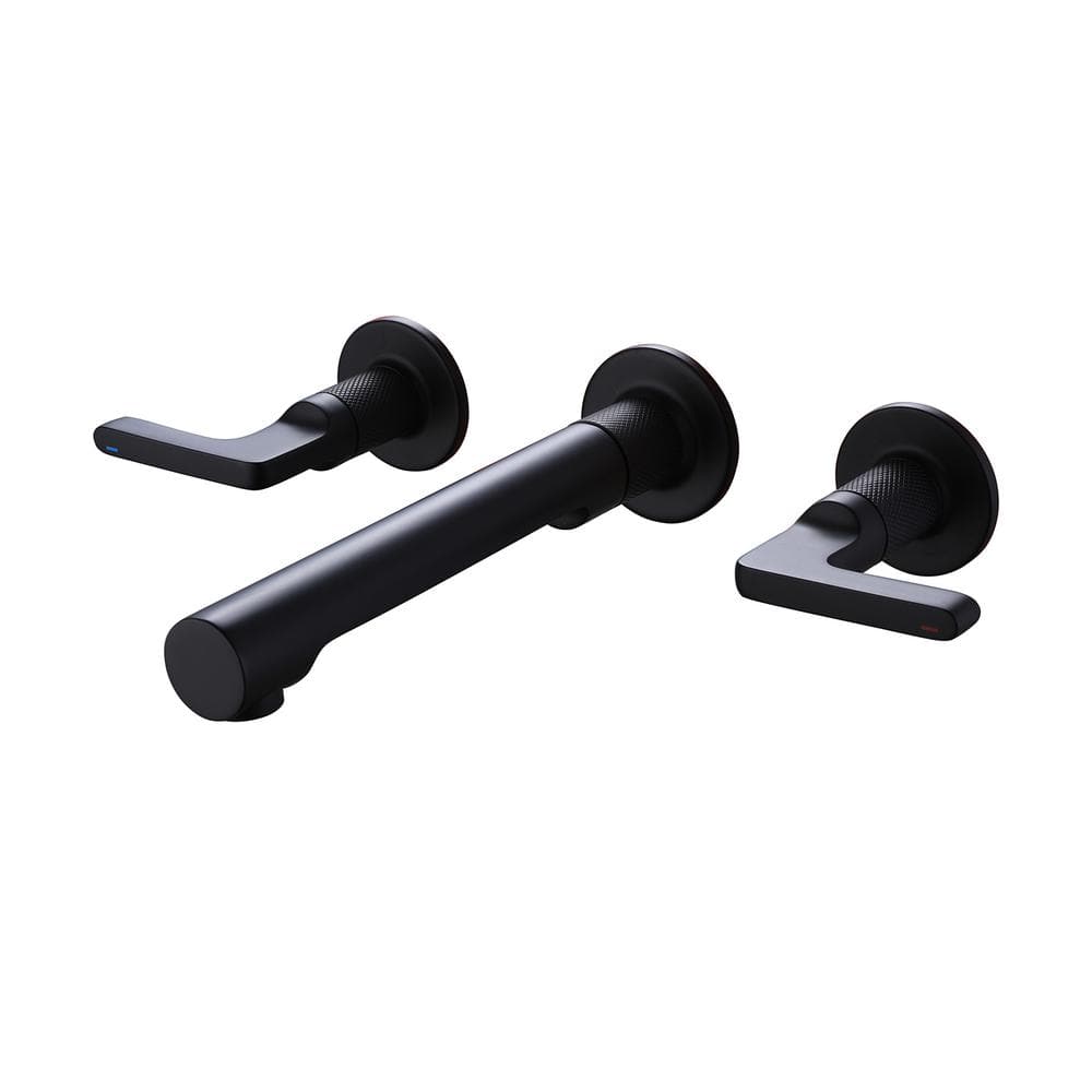Double Handle Wall Mount Bathroom Faucet in Matte Black