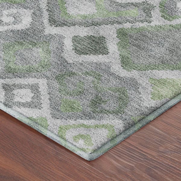 Mayfield Premium Machine Washable Abstract AMF2304 Gray 9 ft. x 12 ft. Area Rug