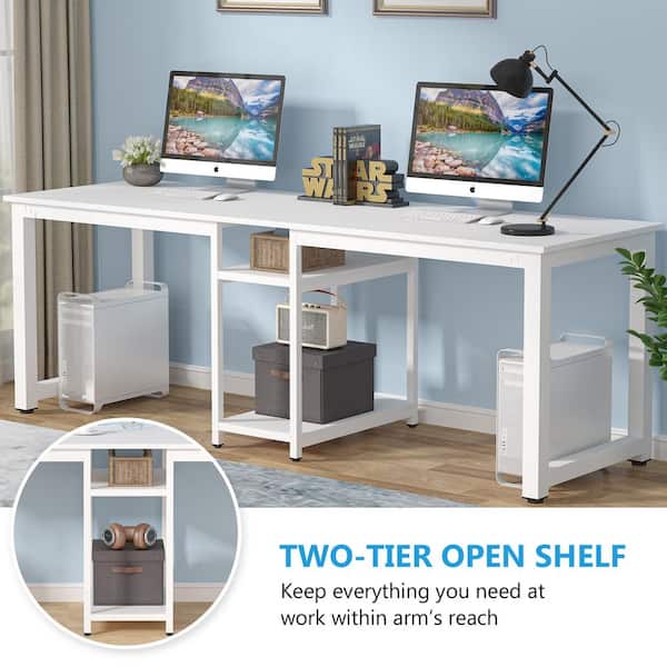 Ziera 78.74'' Extra Long Double Computer Desk with Metal Legs