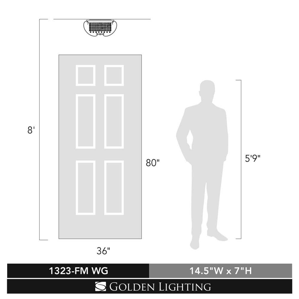 Ella White Gold Crystal 2-Light Flush Mount