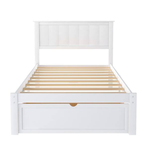76 In W White Twin Size Wood Frame Platform Bed With 2 Storage Drawers Under Hf311wtpb2d1 White Twin Size Wood Frame Platform Bed, White King Size Bed With Drawers Underneath