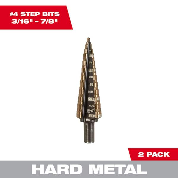 Milwaukee 3/16 in. to 7/8 in. #4 Cobalt Step Drill Bit (2-Pack)