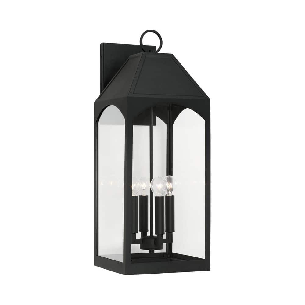 Burton 26 in. 4-Light Black Outdoor Hardwired Large Wall Lantern Saconce with No Bulbs Included price history on PriceWatchPro