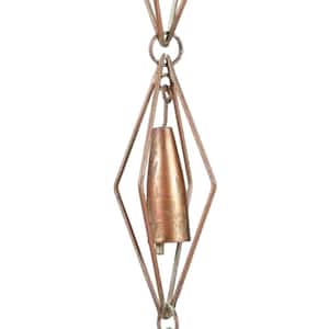 Diamond and Bell 8.5 ft. Copper Patina Finish Iron Rain Chain for Gutters Downspouts Outdoor Decoration
