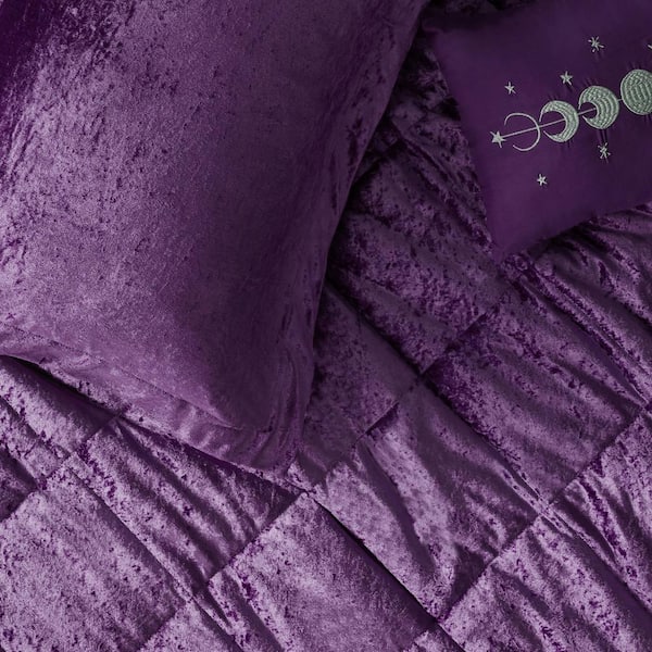 Purple Velvet 10 Piece Bed in a Bag Comforter Set With Sheets, store Queen-Y