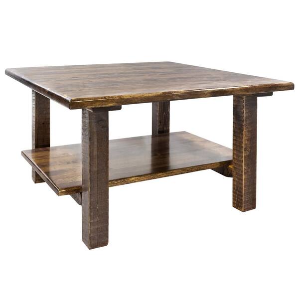 Brown Medium Square Wood Coffee Table, Large Square Natural Wood Coffee Table