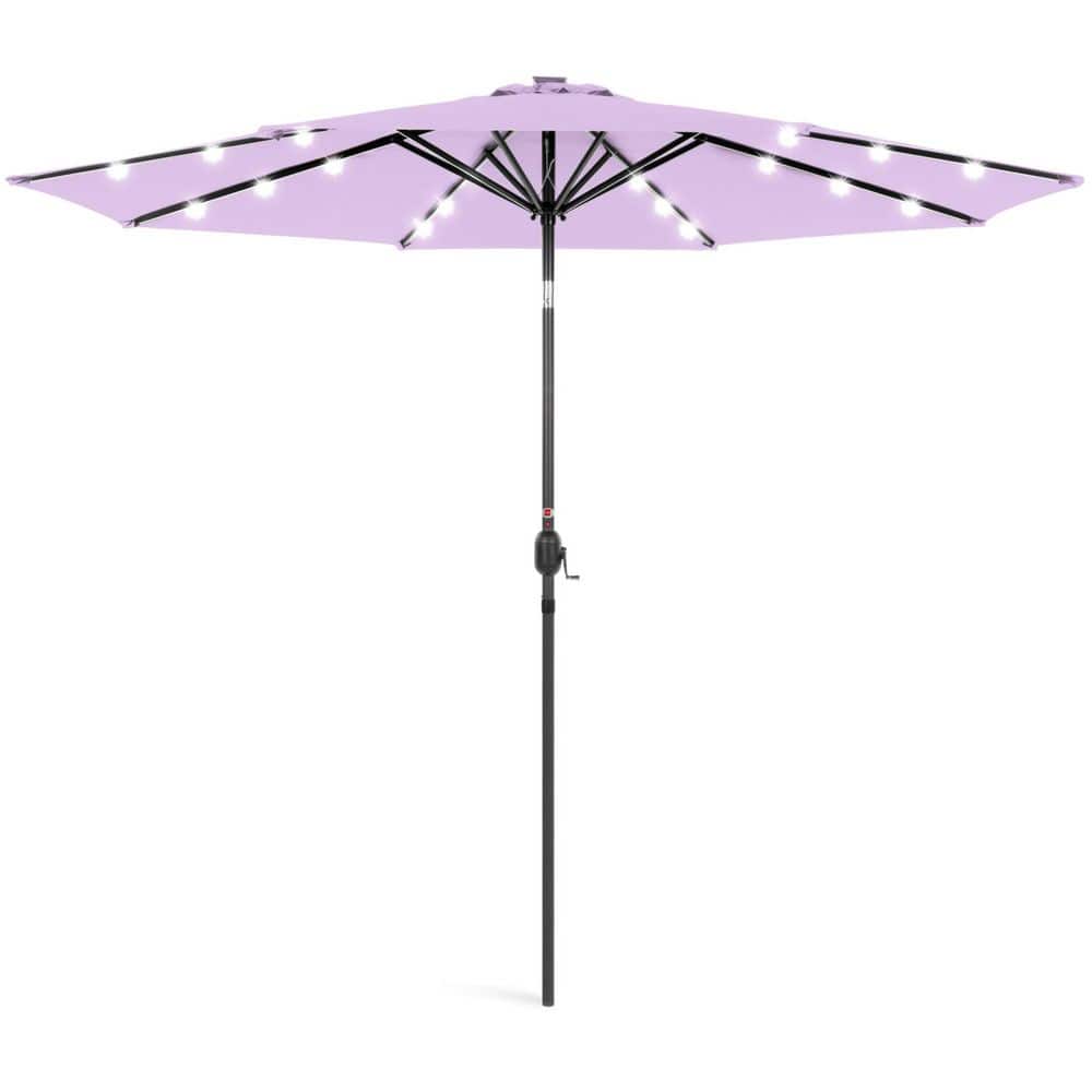 10 ft. Steel Market Solar Patio Umbrella in Lavender with Push Button Tilt