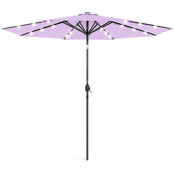 Unbranded 10 ft. Steel Market Solar Patio Umbrella in Lavender with Push Button Tilt
