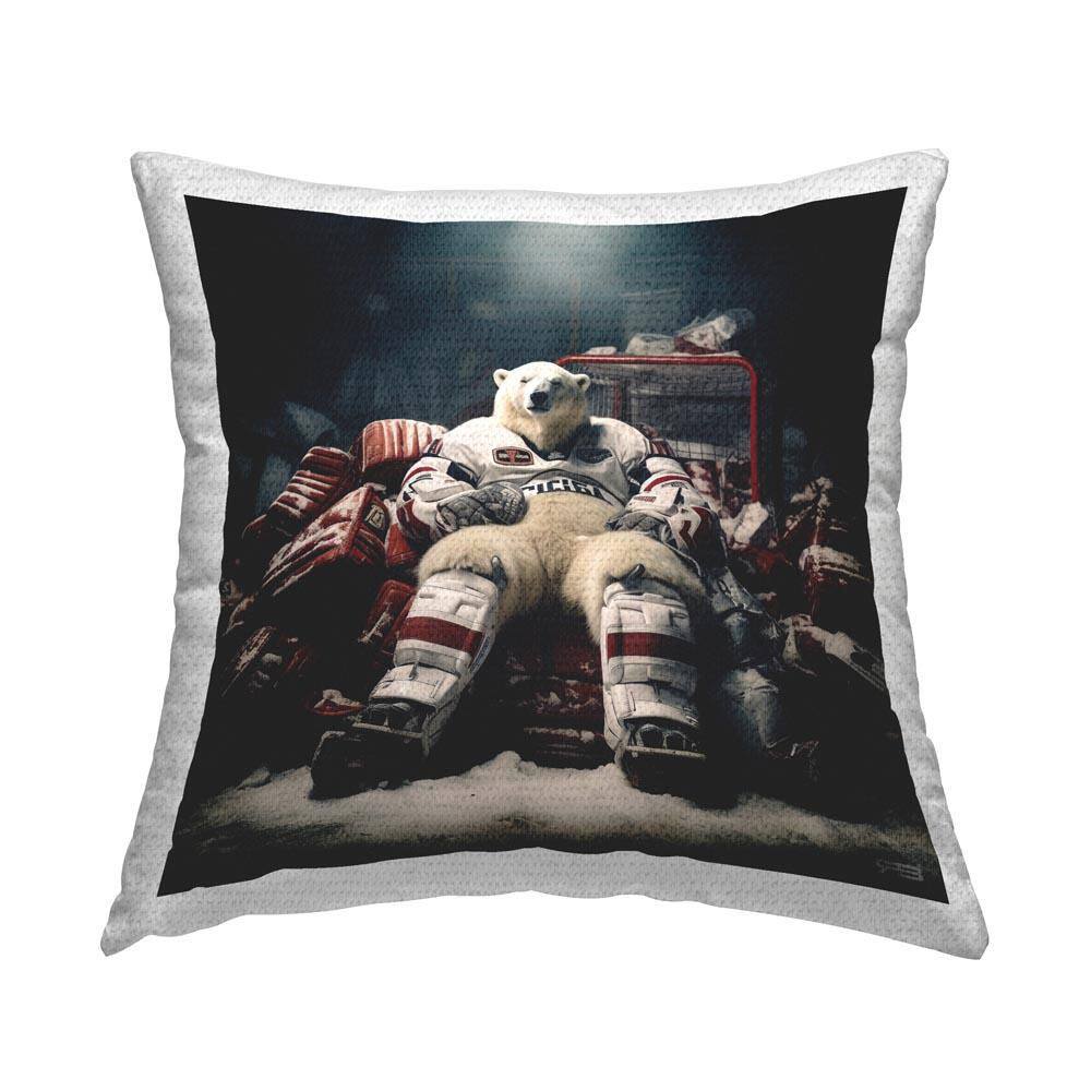 Polar Bear Hockey Player Outdoor Printed Throw Pillow by RB price history on PriceWatchPro
