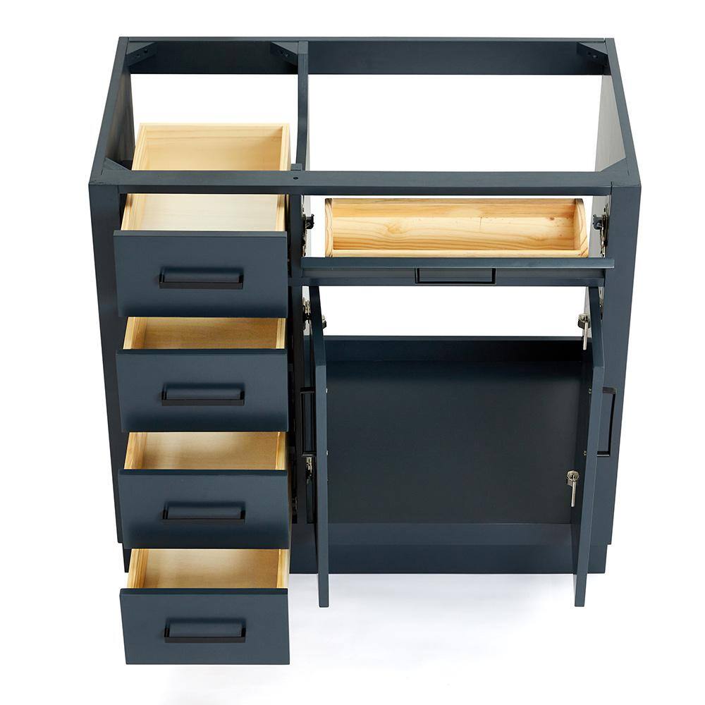 Midnight Blue Hardwood Freestanding Vanity Cabinet, 36"