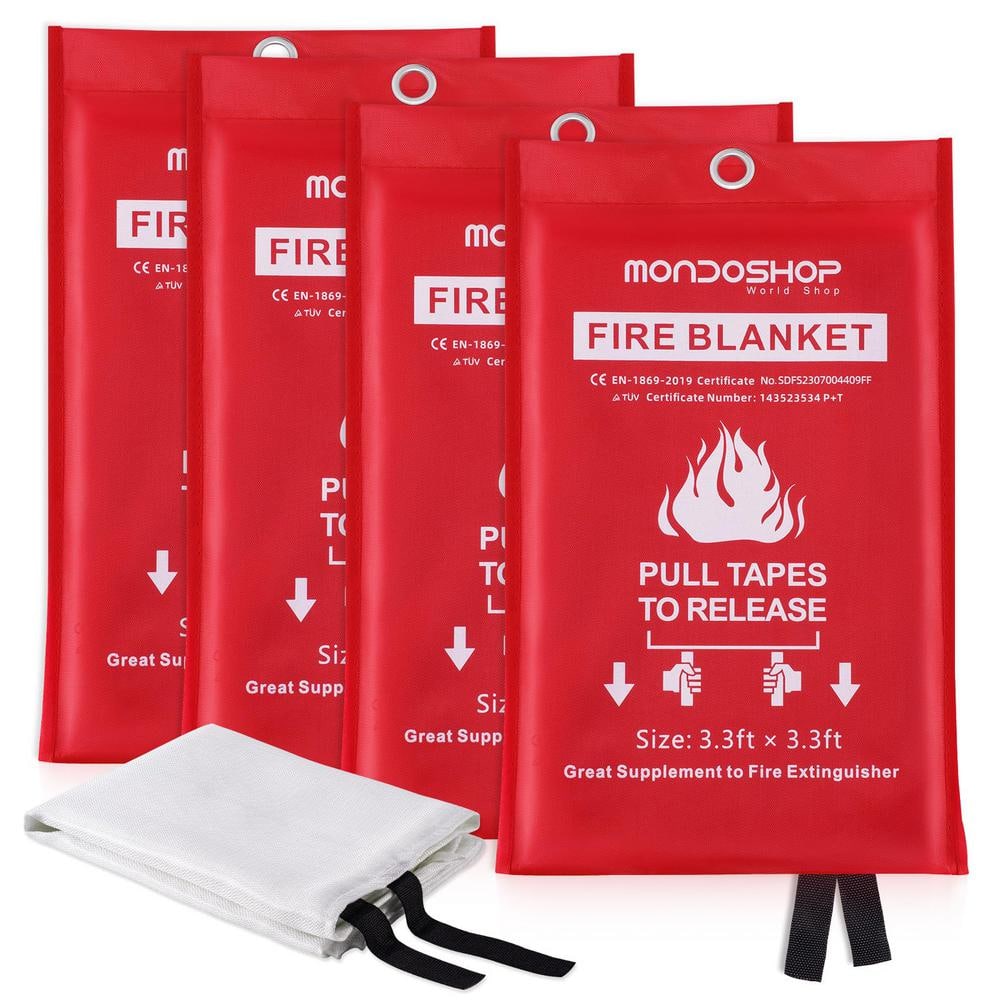 4-Pack Fireproof Blanket for Home Kitchen Emergency, Fire Suppression Blank
